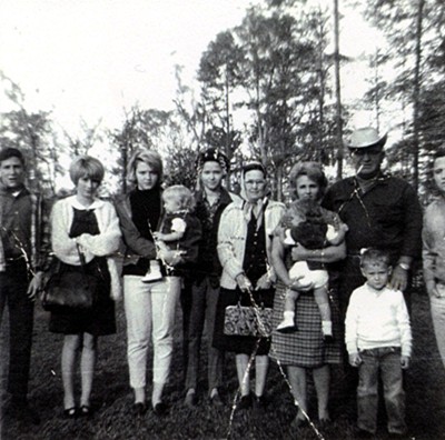 Group photo in the woods